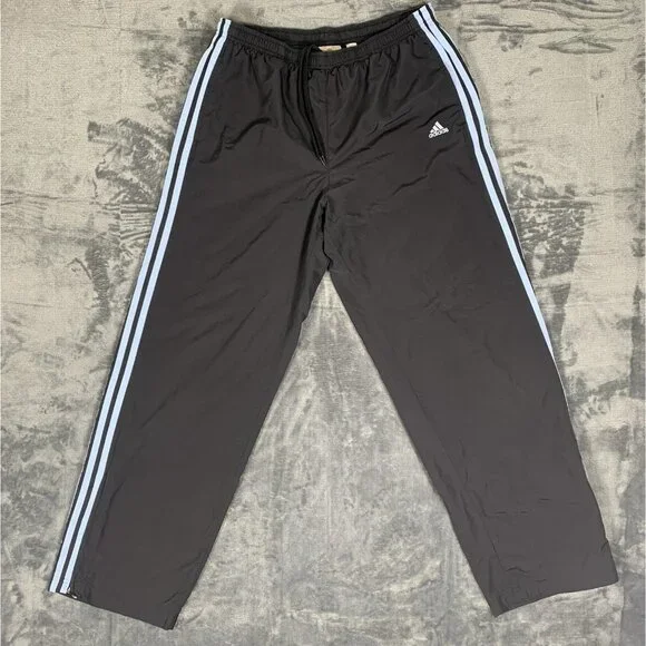 Adidas Windbreaker Track Pants Men's L Black Blue Ankle Zip 228165 - Picture 2 of 9